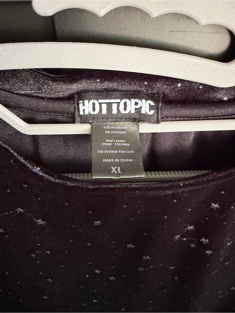 Hot Topic Black Star Velvet Top - XL